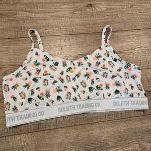 Duluth Trading Co. Bra Womens XL Garden Print Soft Bralette Low Impact